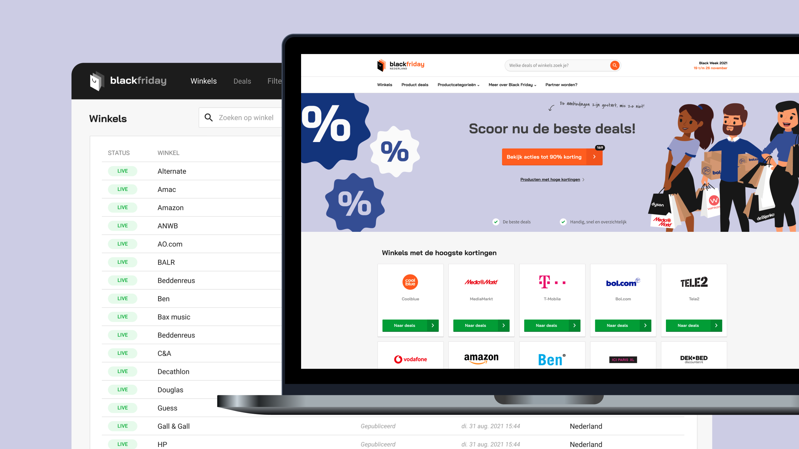 Screenshot van het Black Friday Nederland platform