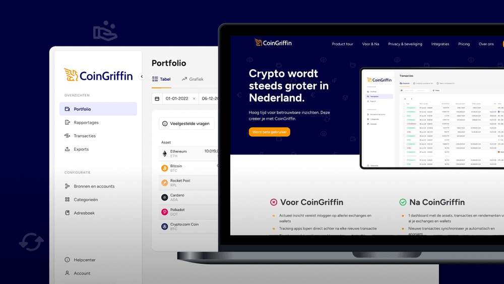Screenshot van het CoinGriffin dashboard