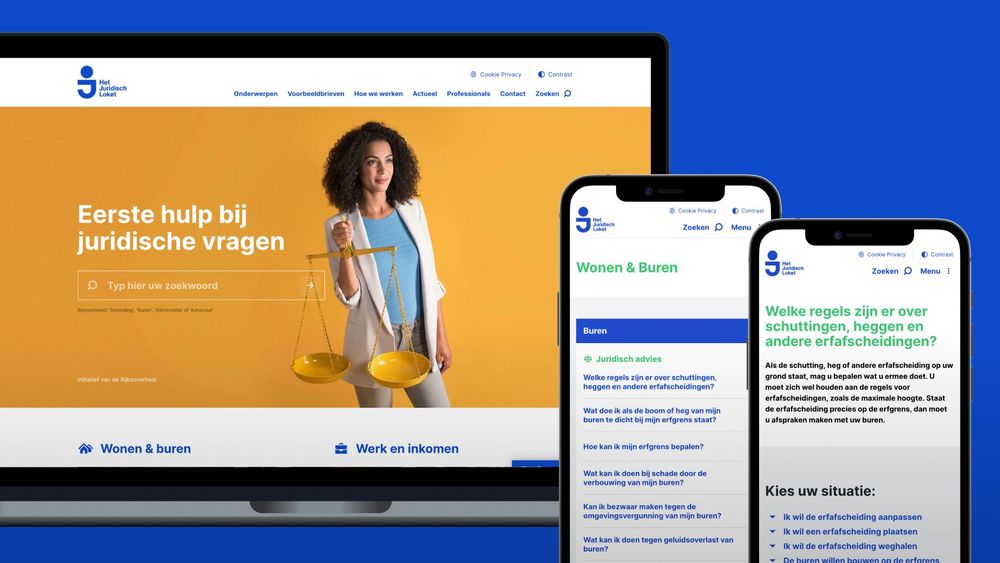 Screenshot van de Juridisch Loket website