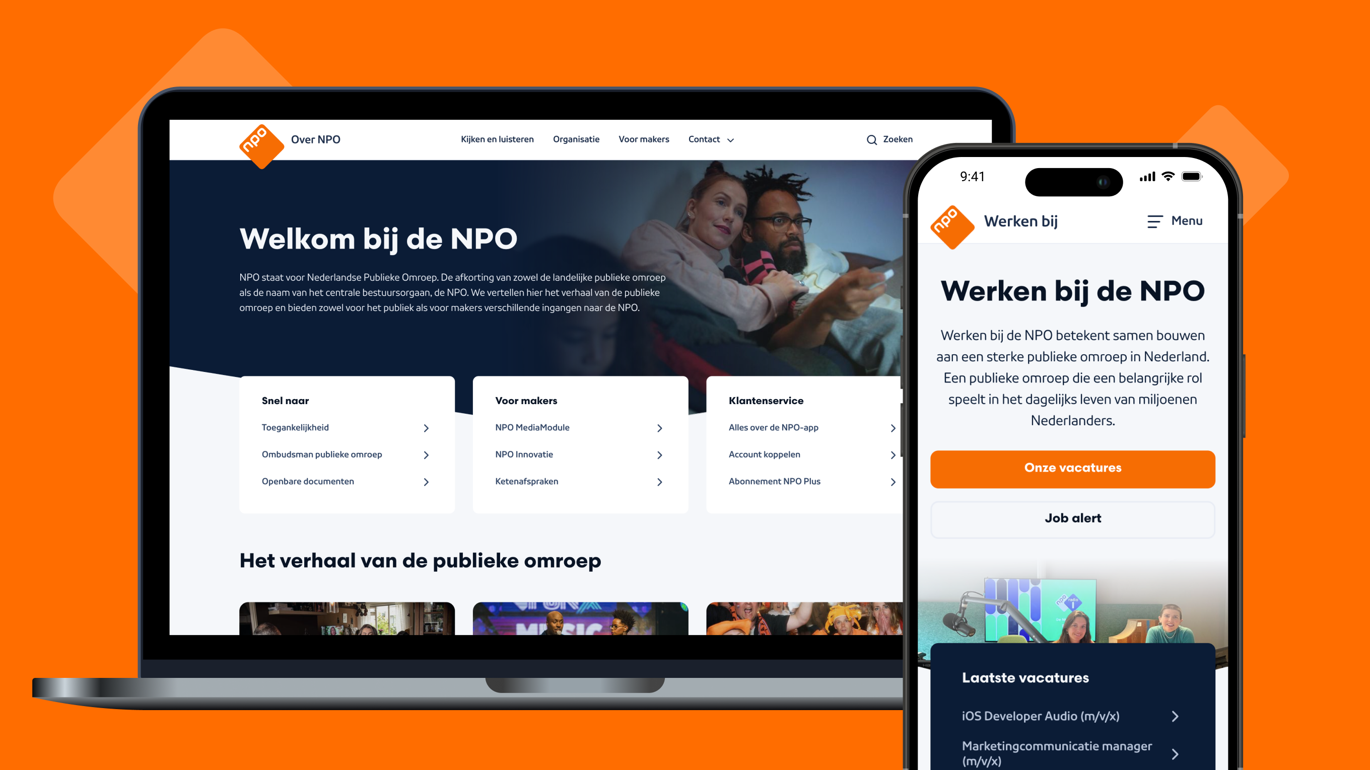 Screenshot van de NPO organisatie websites