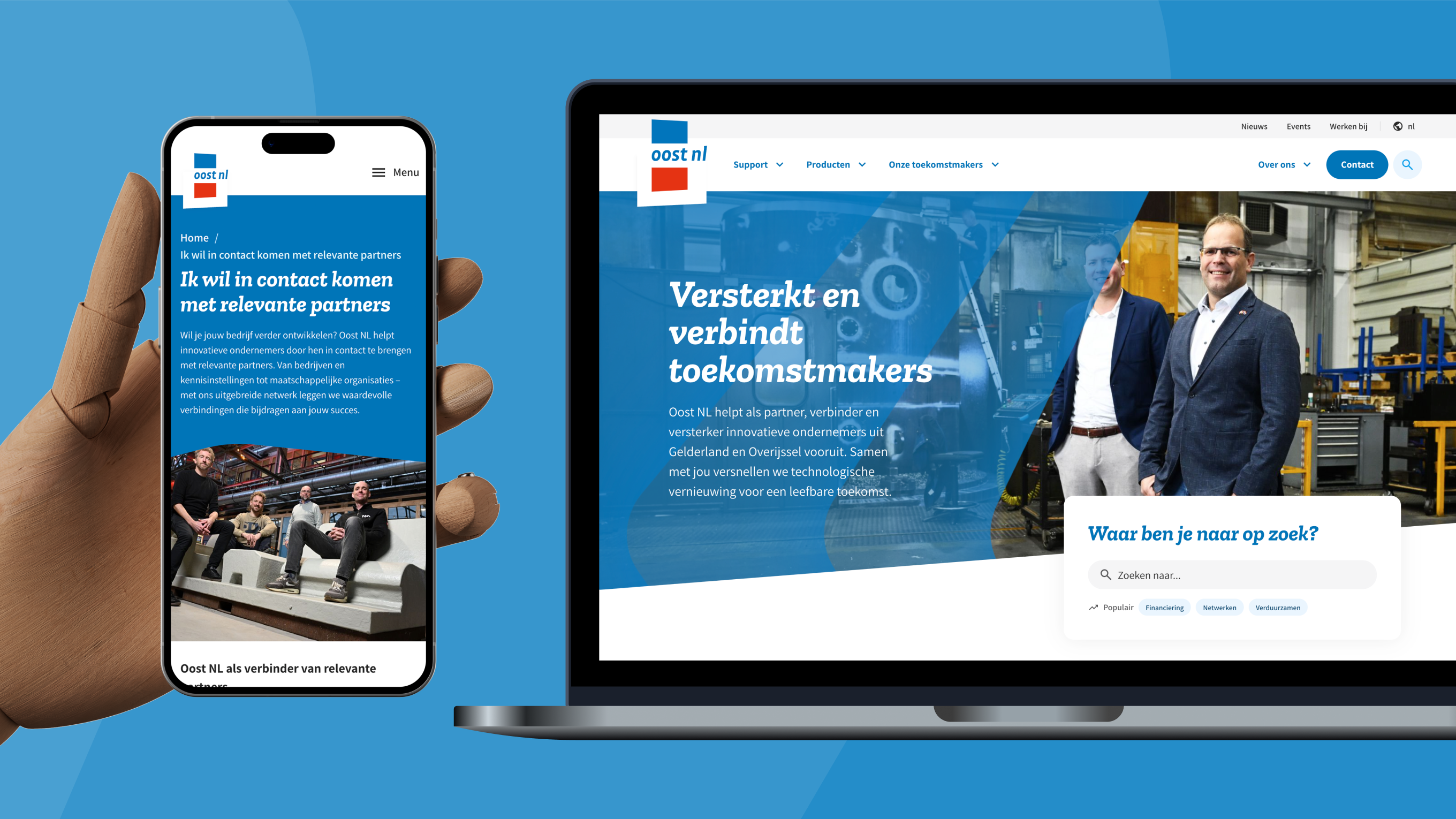 Screenshot van de publieke websites voor Oost NL