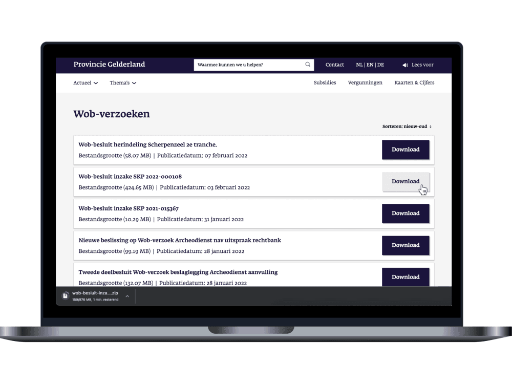 Automatische ZIP files voor WOB-verzoeken
