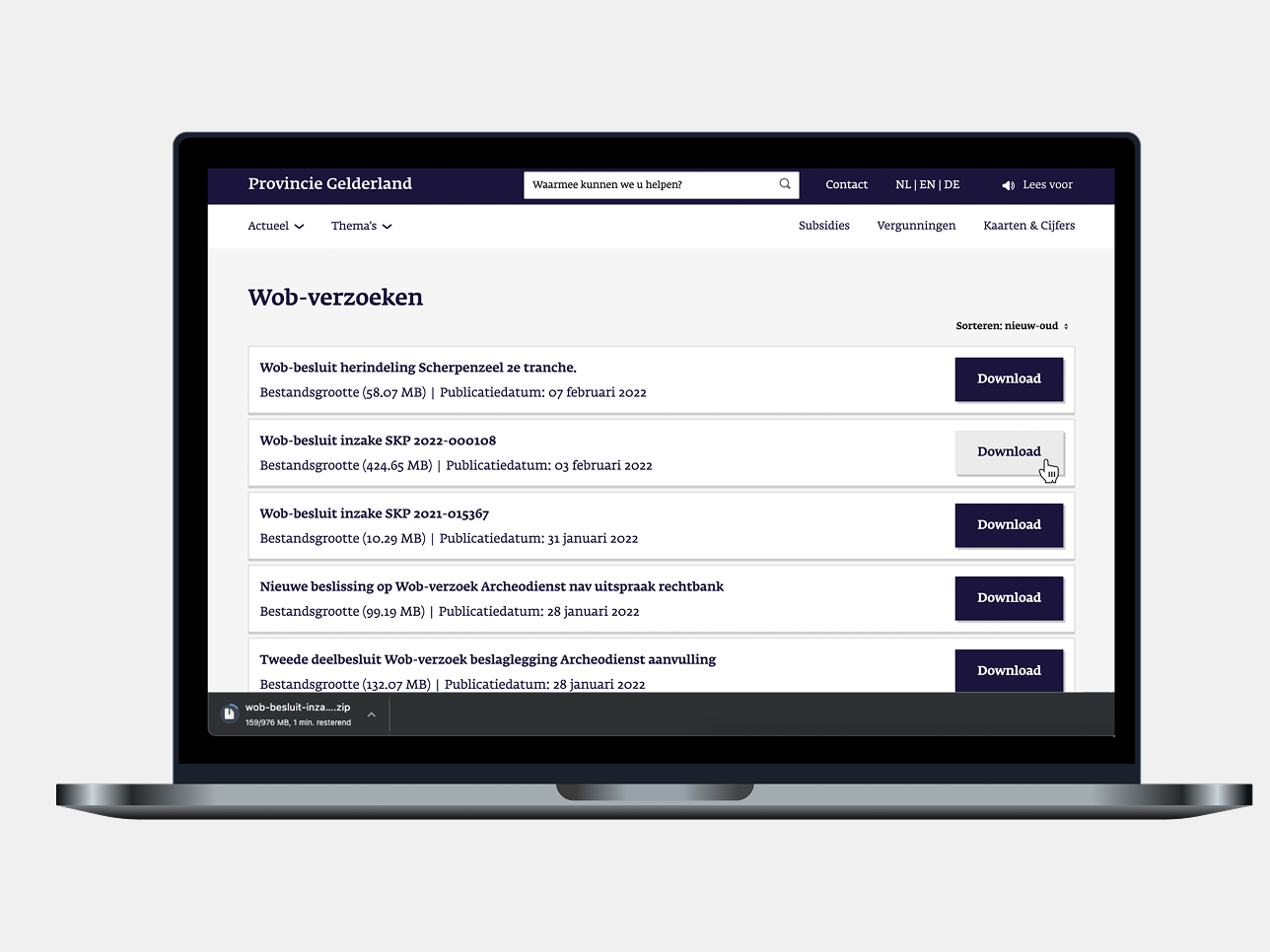 Automatische ZIP files voor WOB-verzoeken