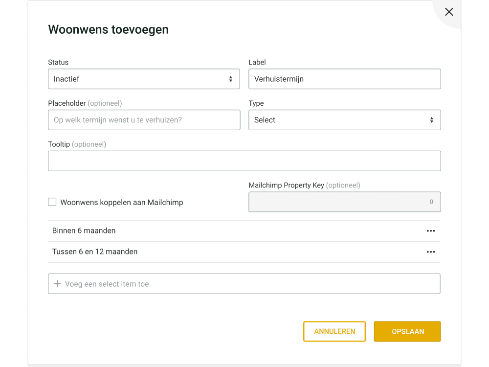 Woonwens vragen